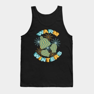 Warm Winters - Knitted Mittens And Hat Art Tank Top
